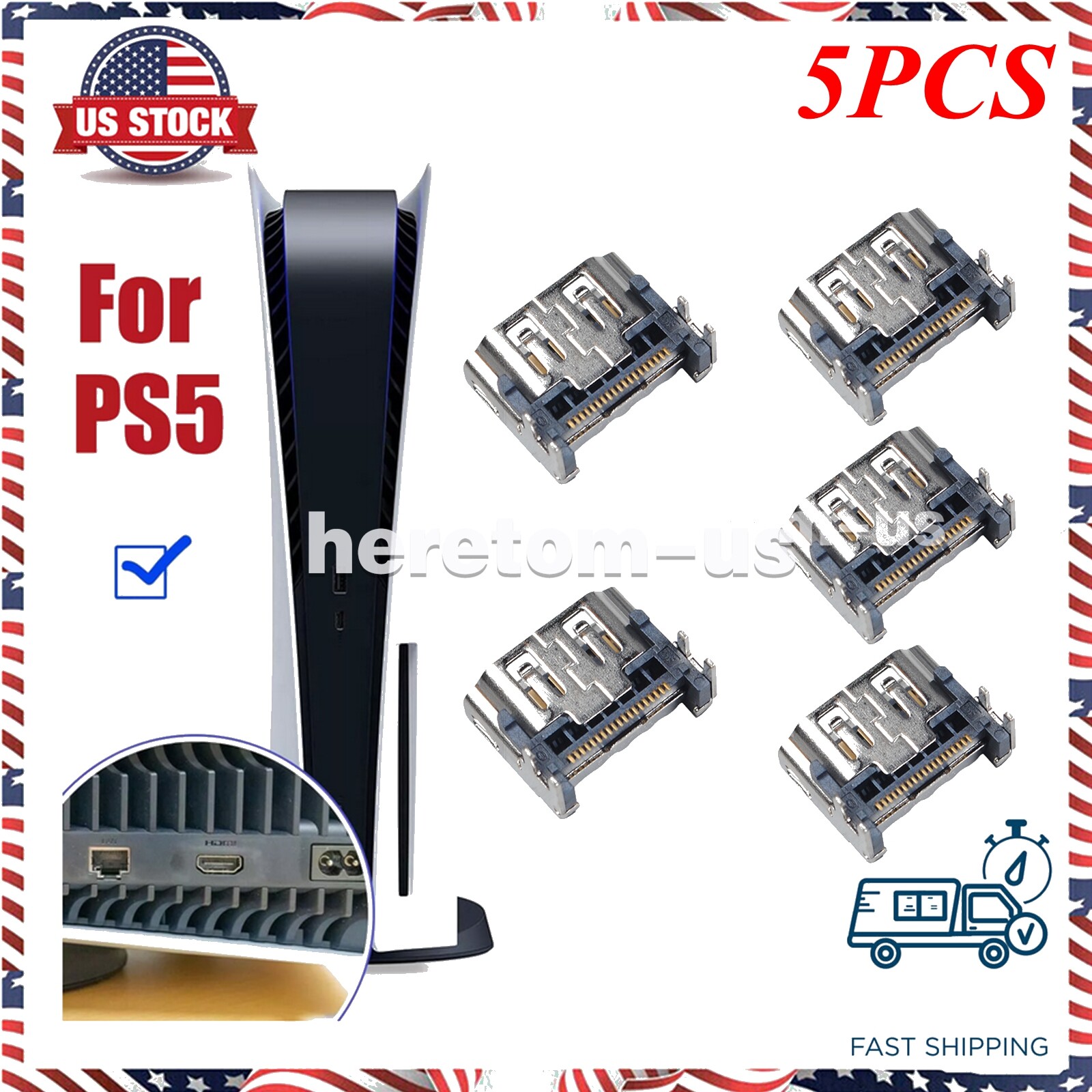5 Pack OEM HDMI Port Connector Socket Replacement For Sony PlayStation 5 PS5 USA
