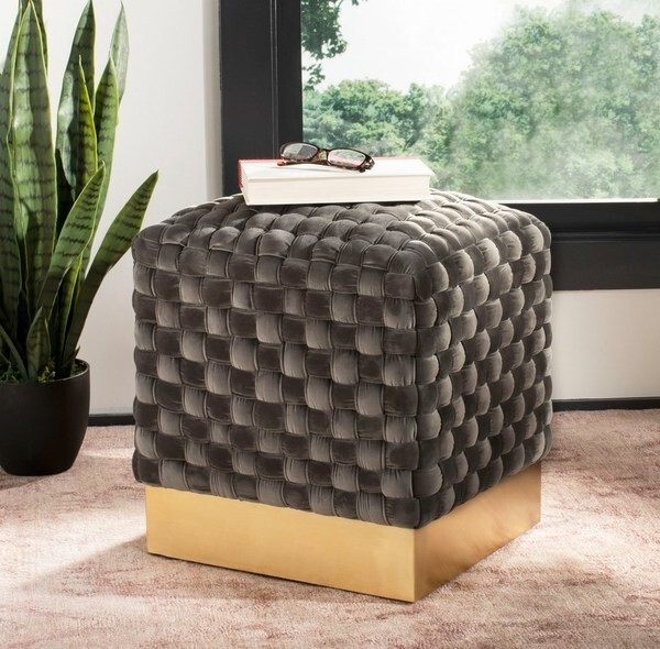 Safavieh Ravyn Woven Velvet Ottoman, Reduced Price 2172713645 SFV4708A