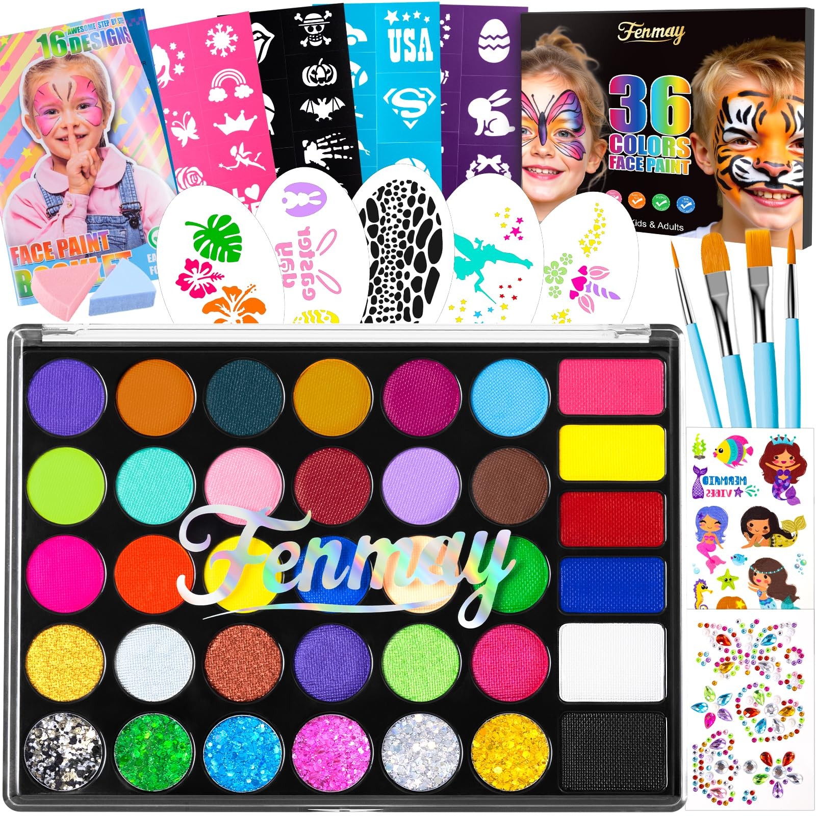 Painting Kit for , 36 Colors XL Paint Makeup Palette, Non-and Hypoallergenic|...