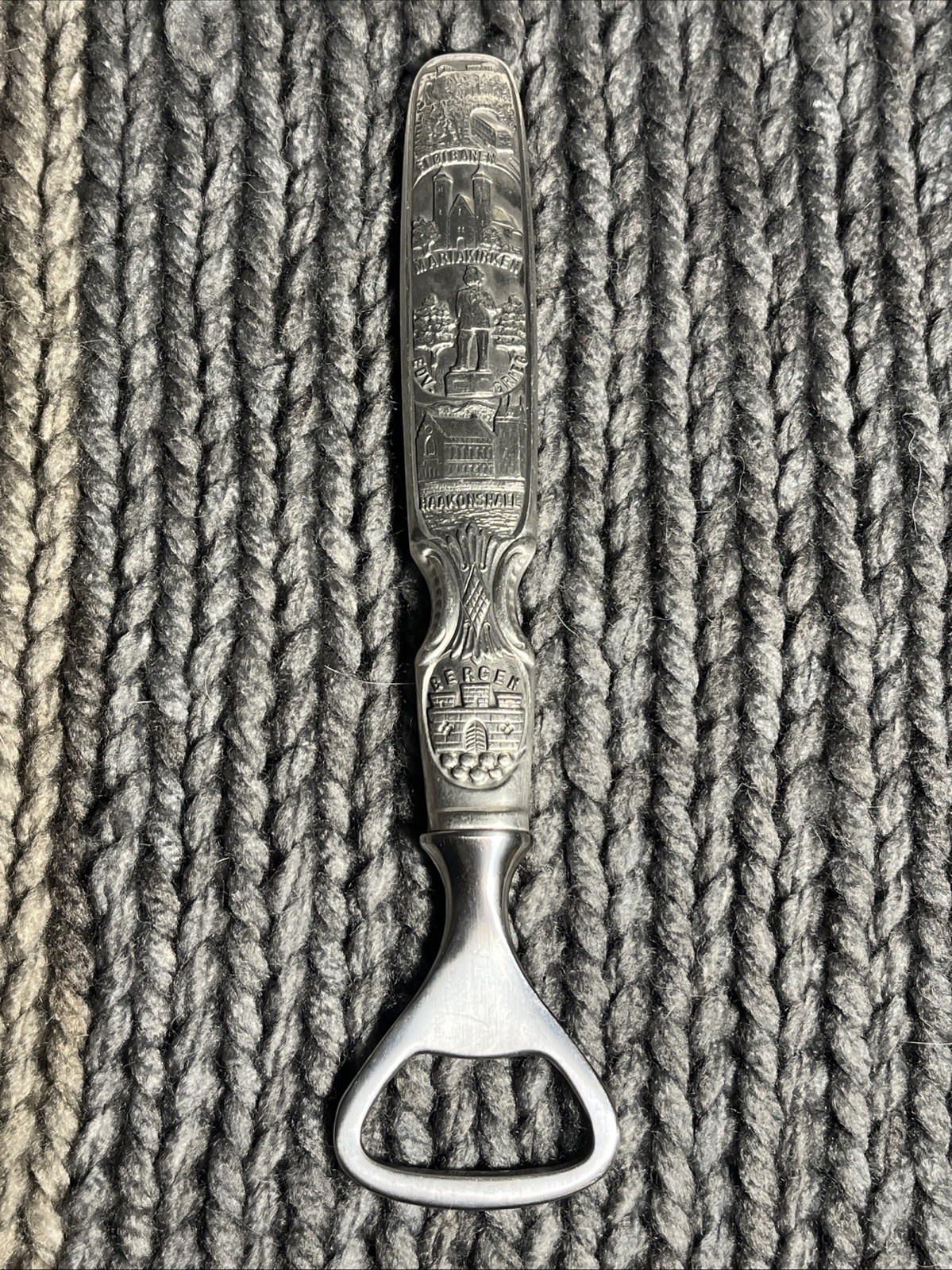 Vintage •H•S• Pewter Bottle Opener 6 1/2 Inch