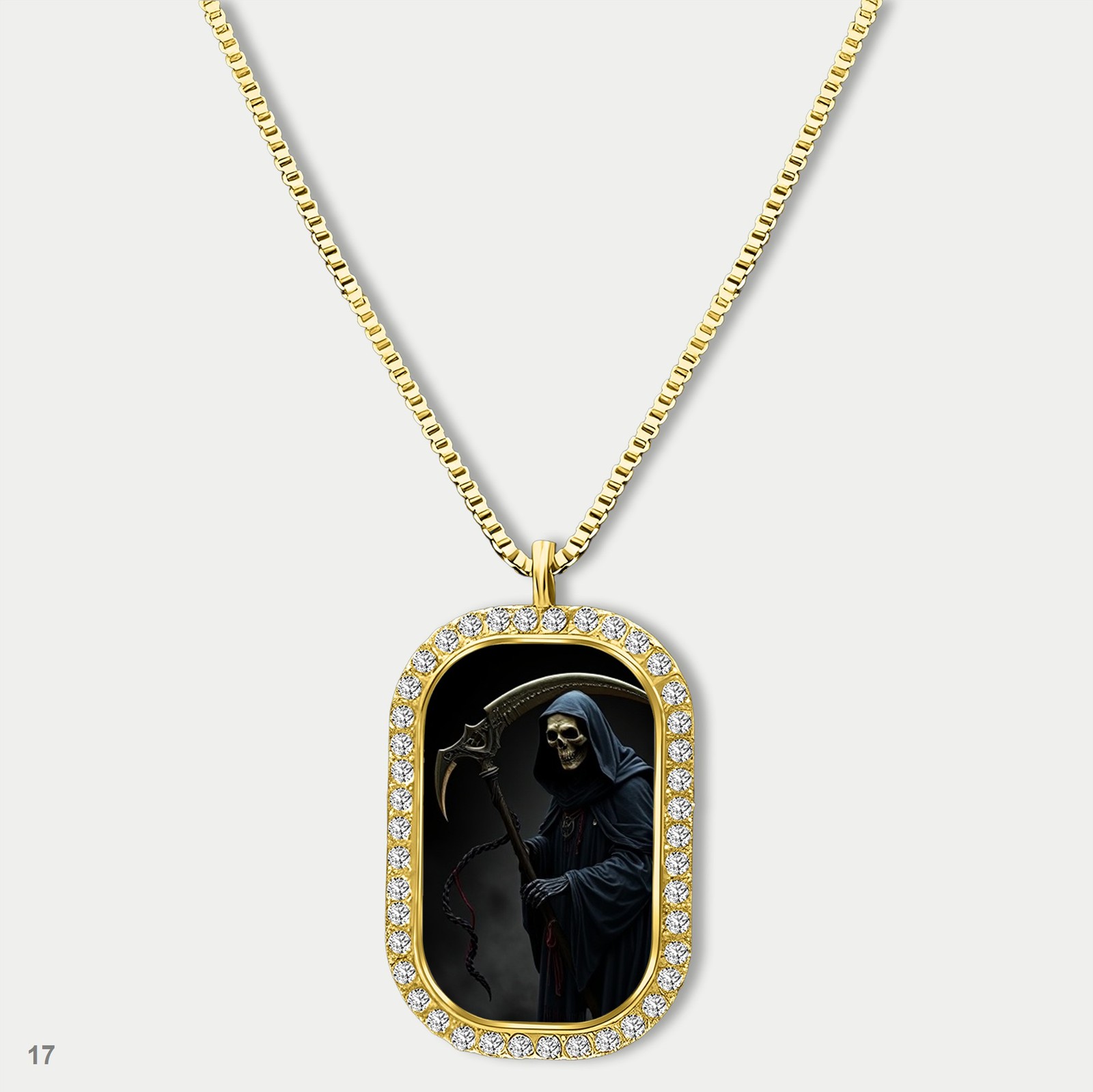 New Death Skull Grim Reaper Fashion Pendant Necklace Chain Image Dog Tag Chain G