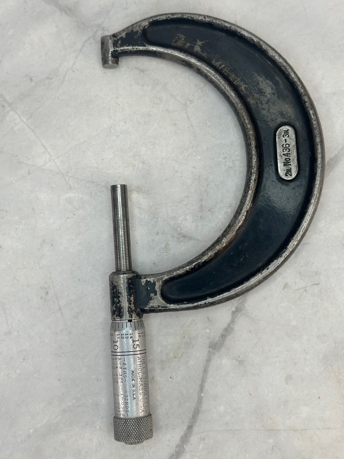 Vintage L.S. Starrett No. 436 Micrometer – 2” to 3” Range – Made in USA