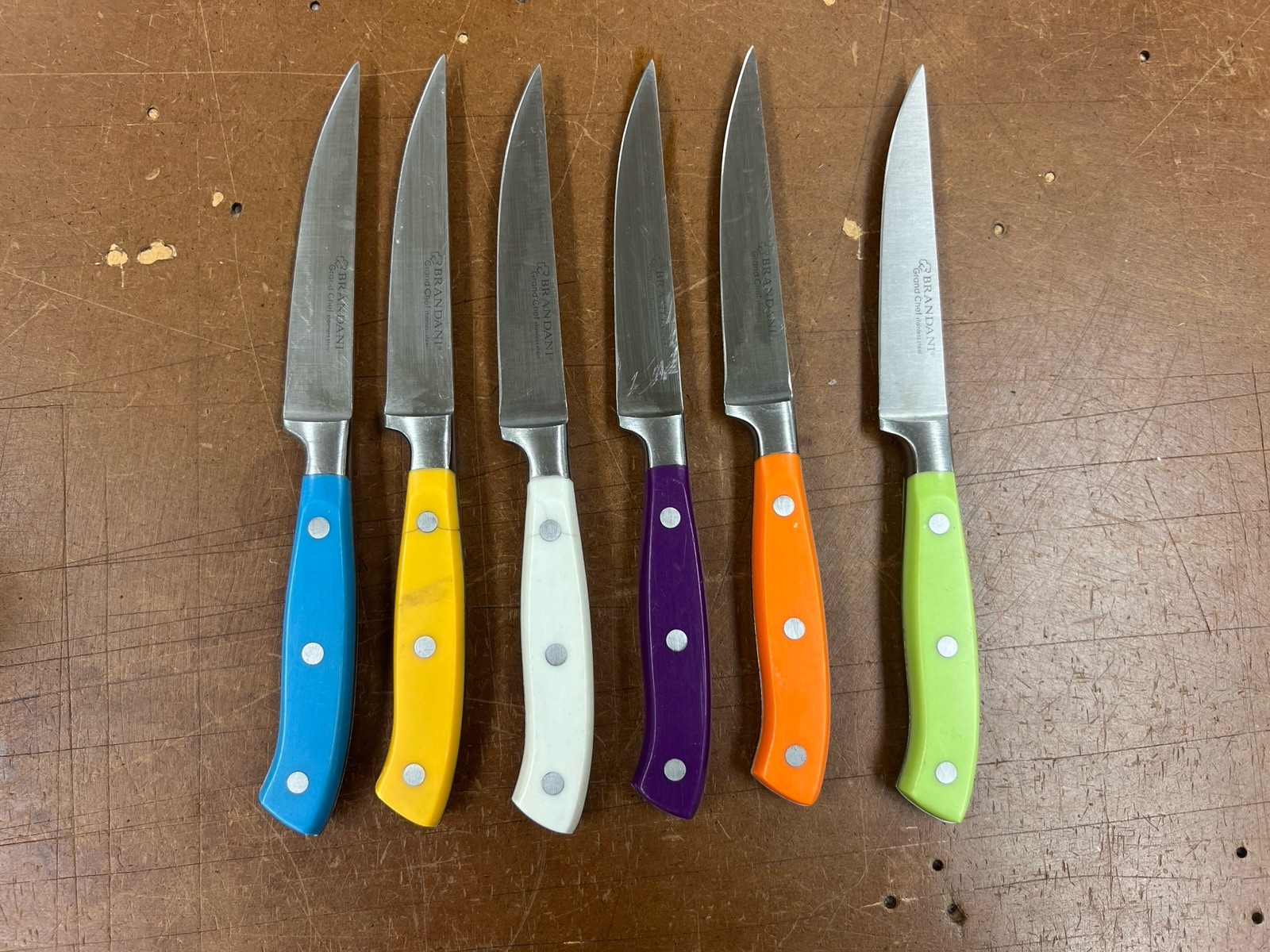6 Brandani Grand Chef Stainless Steel Steak Knife Set- Knives - Colorful Handles