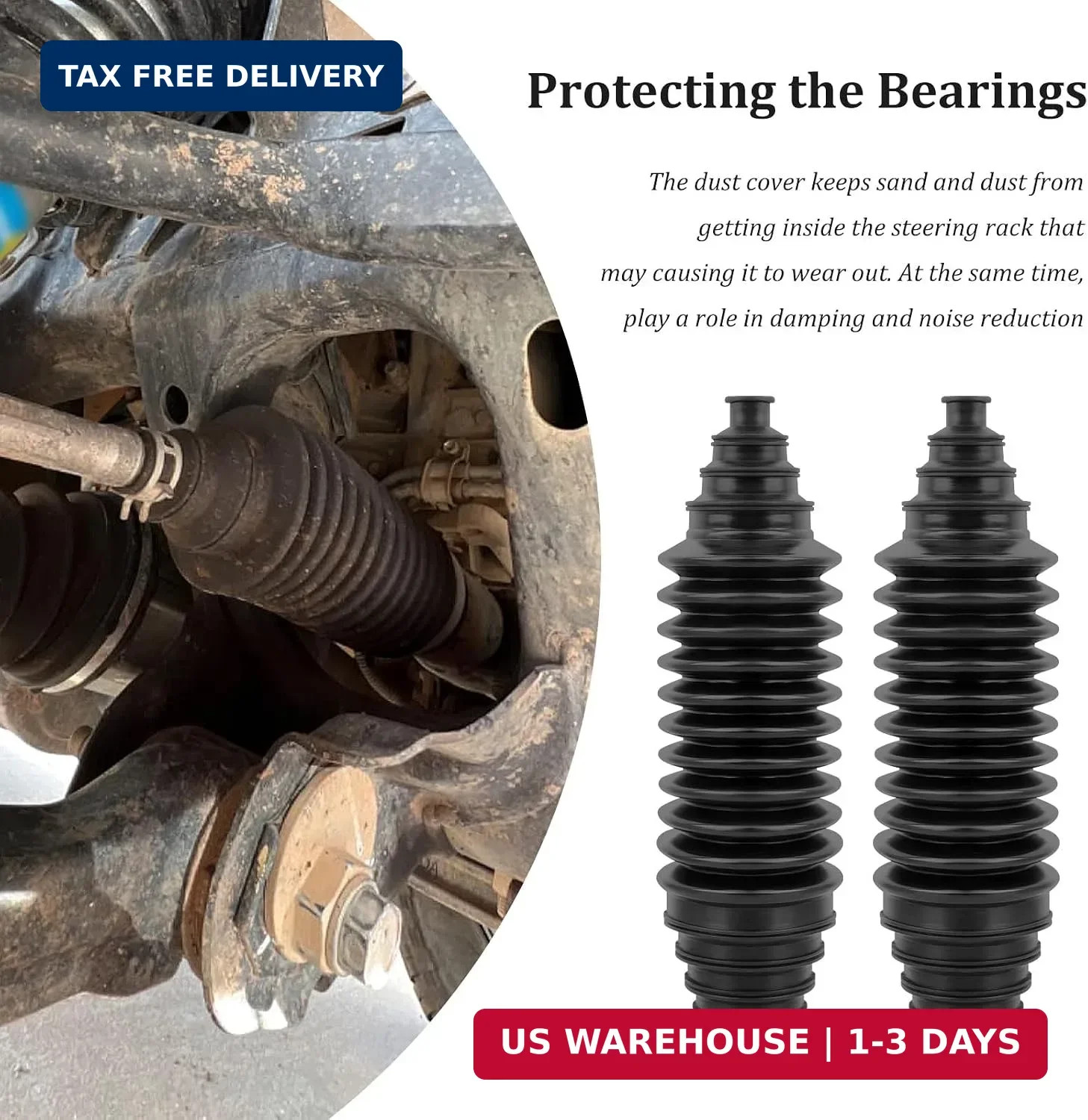 2PCS Inner Tie Rod Boot Kit,Multi-Size Adjutable Rack and Pinion Boot Kit with P