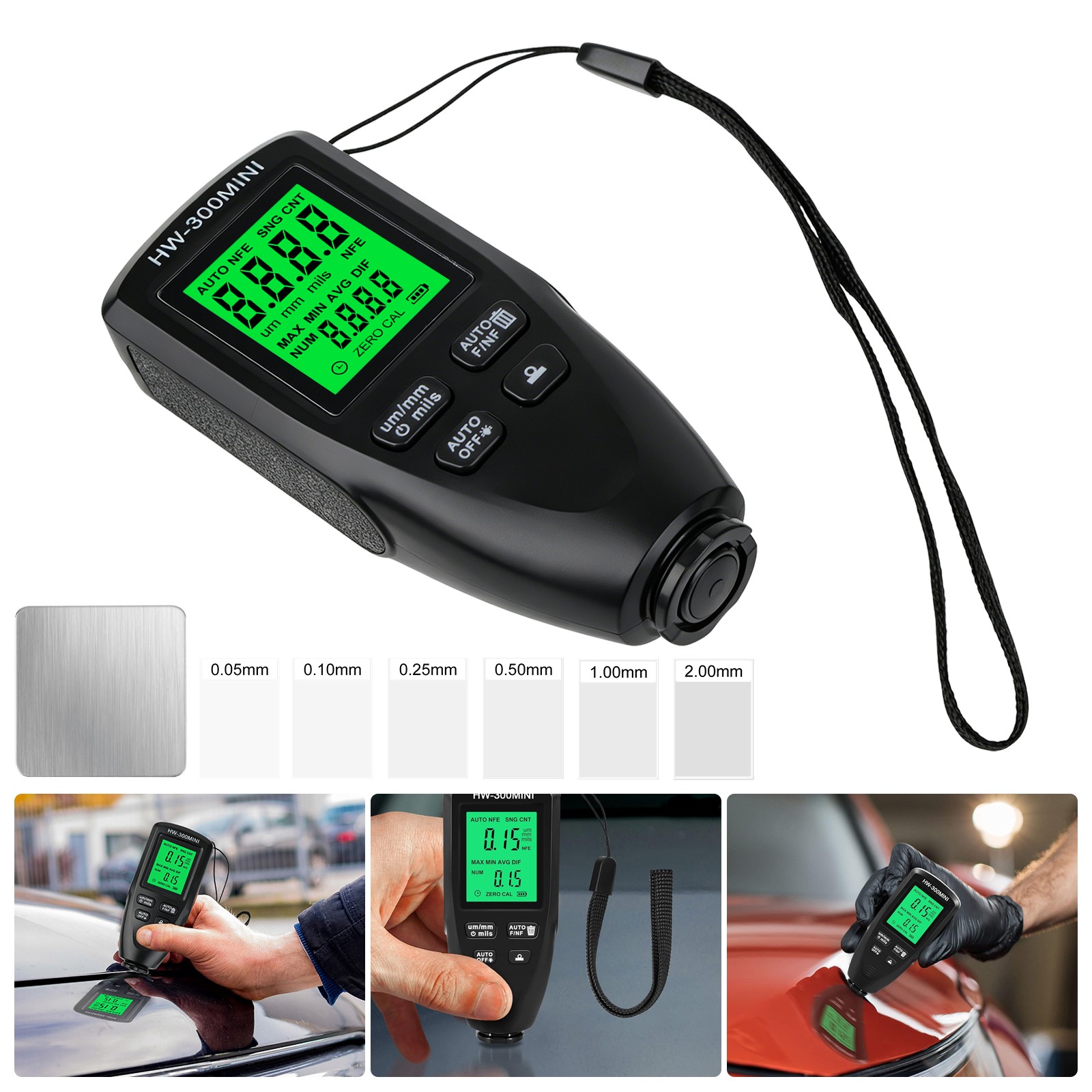 Car Paint Coating Thickness Gauge LCD Digital Auto Measure Tester Meter 0-2000μm