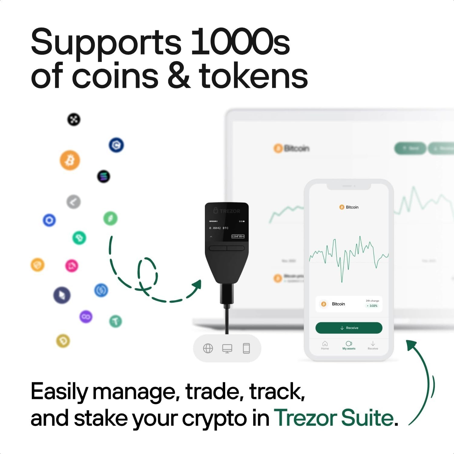 Trezor Safe 3 - Secure Element Protected Crypto Hardware Wallet - Cosmic Black