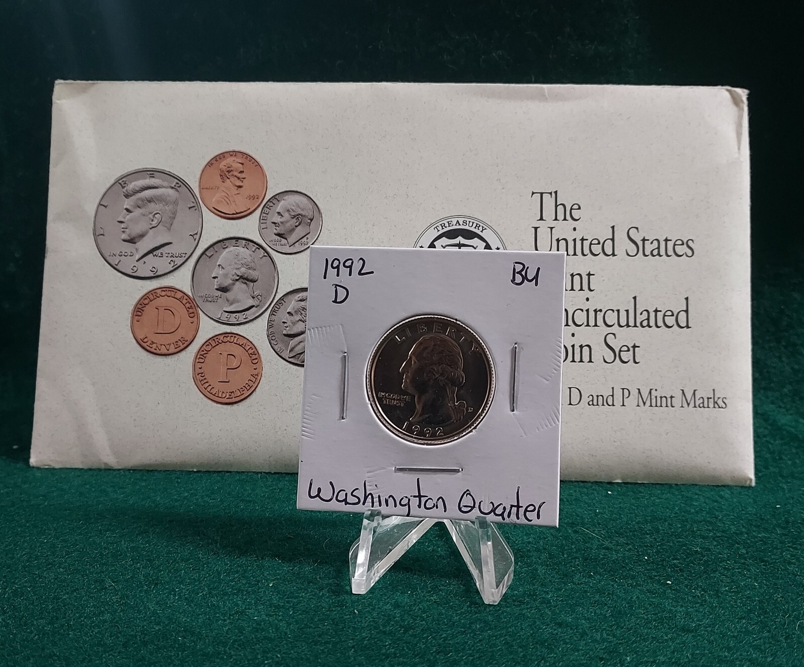 1992 D Washington Quarter Uncirculated from US Mint Set