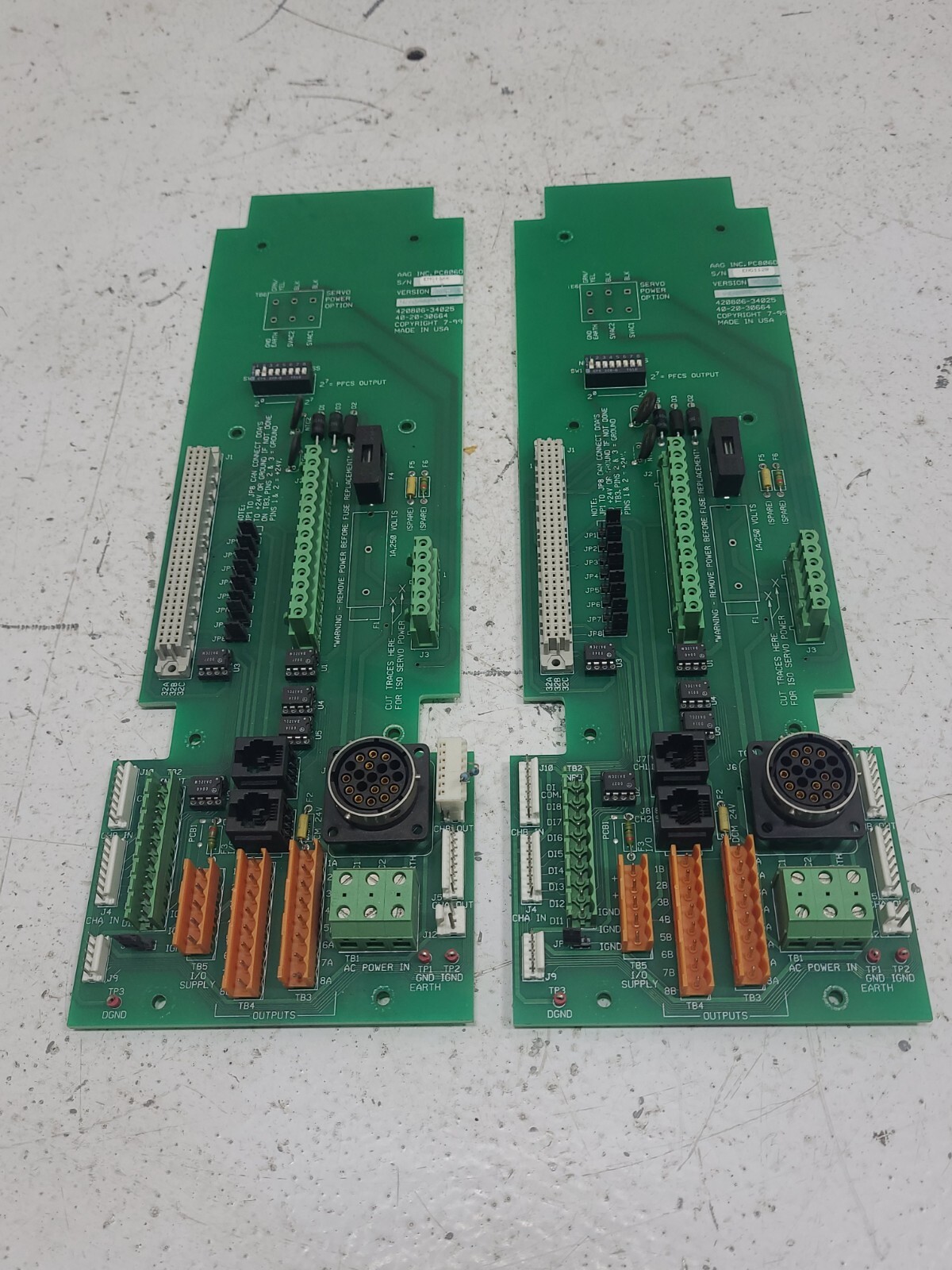 Lot of 2 AAG INC. Tool Controller Back Plate Circuit Boards PC806D