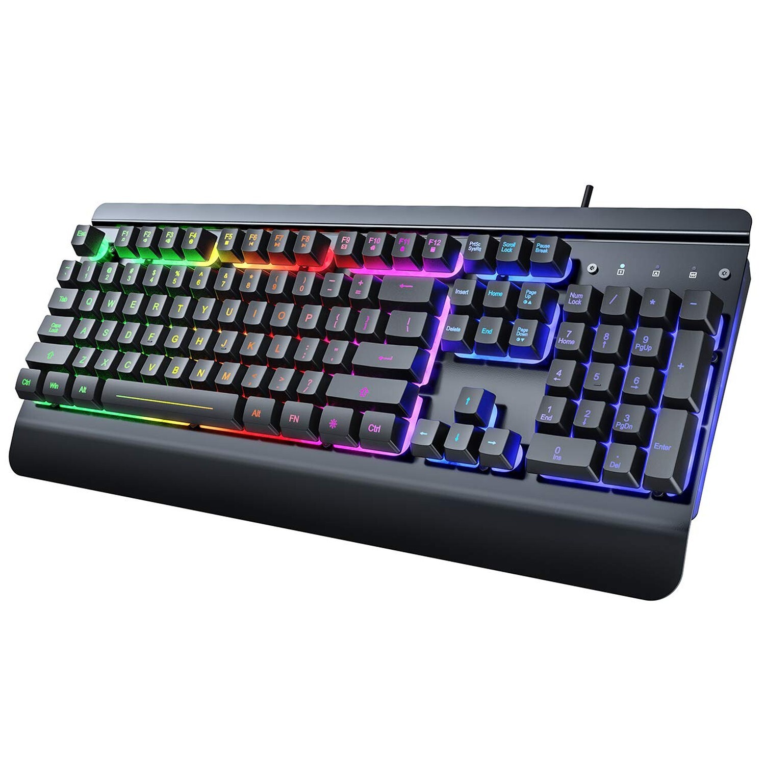 RisoPhy Gaming Keyboard, 104 Keys All-Metal Panel, Rainbow LED Backlit Silent...