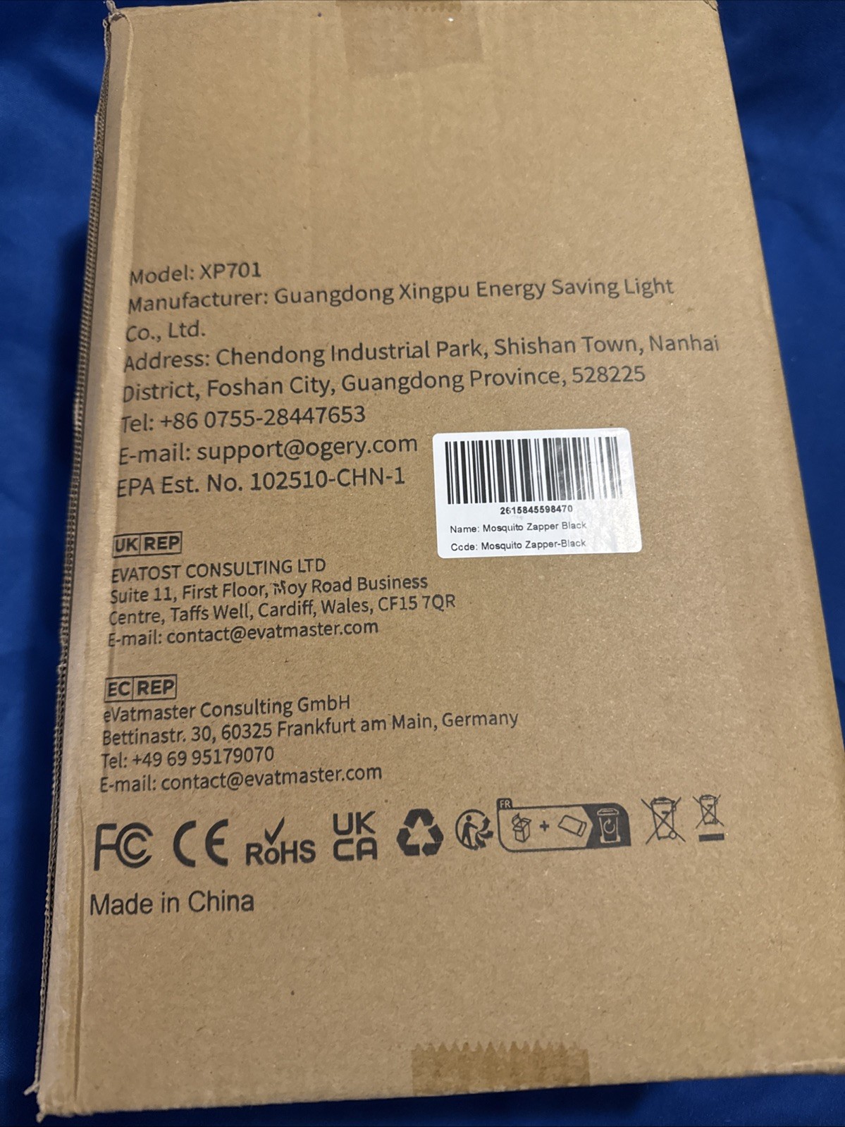 OGERY Solar Bug Zapper, High Power Cordless Bug Zapper Model XP701 - Open Box