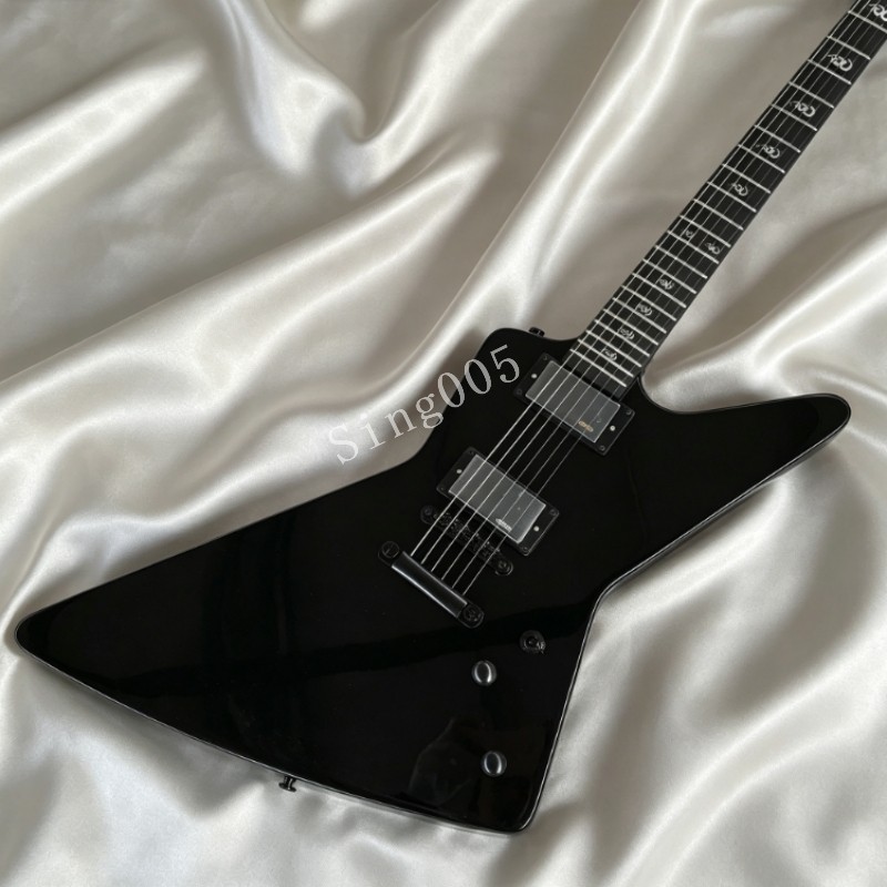 Black Electric Guitar Mahogany Body Snake Inlay HH Pickups Rosewood Fretboard