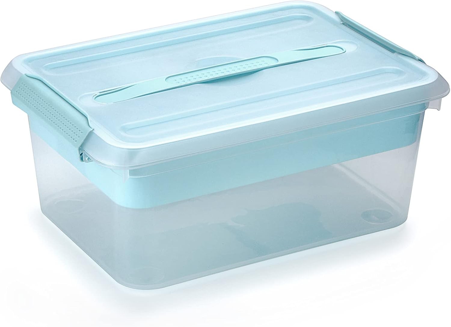 BTSKY Stack & Carry Box, Clear Plastic Storage Container Stackable Home Utility
