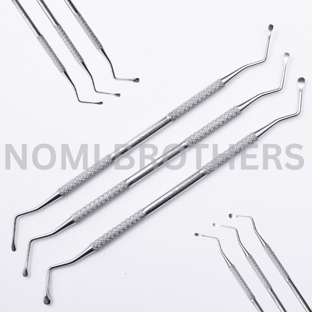Dental Lucas Surgical Bone Curette Set of 3 Easily Remove Granulation Tissue