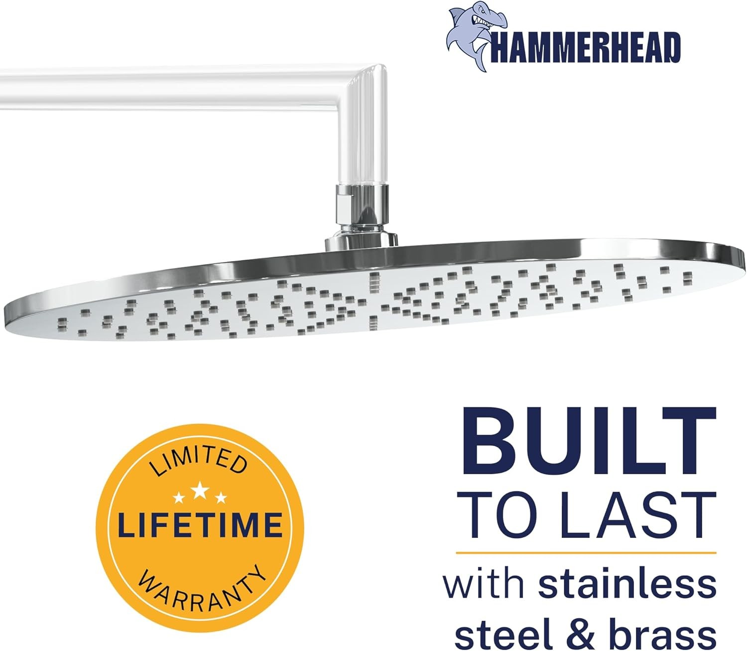 ® Solid Metal 12 Inch Rainfall Shower Head, Large Rain Shower Head, 2.5 GPM High