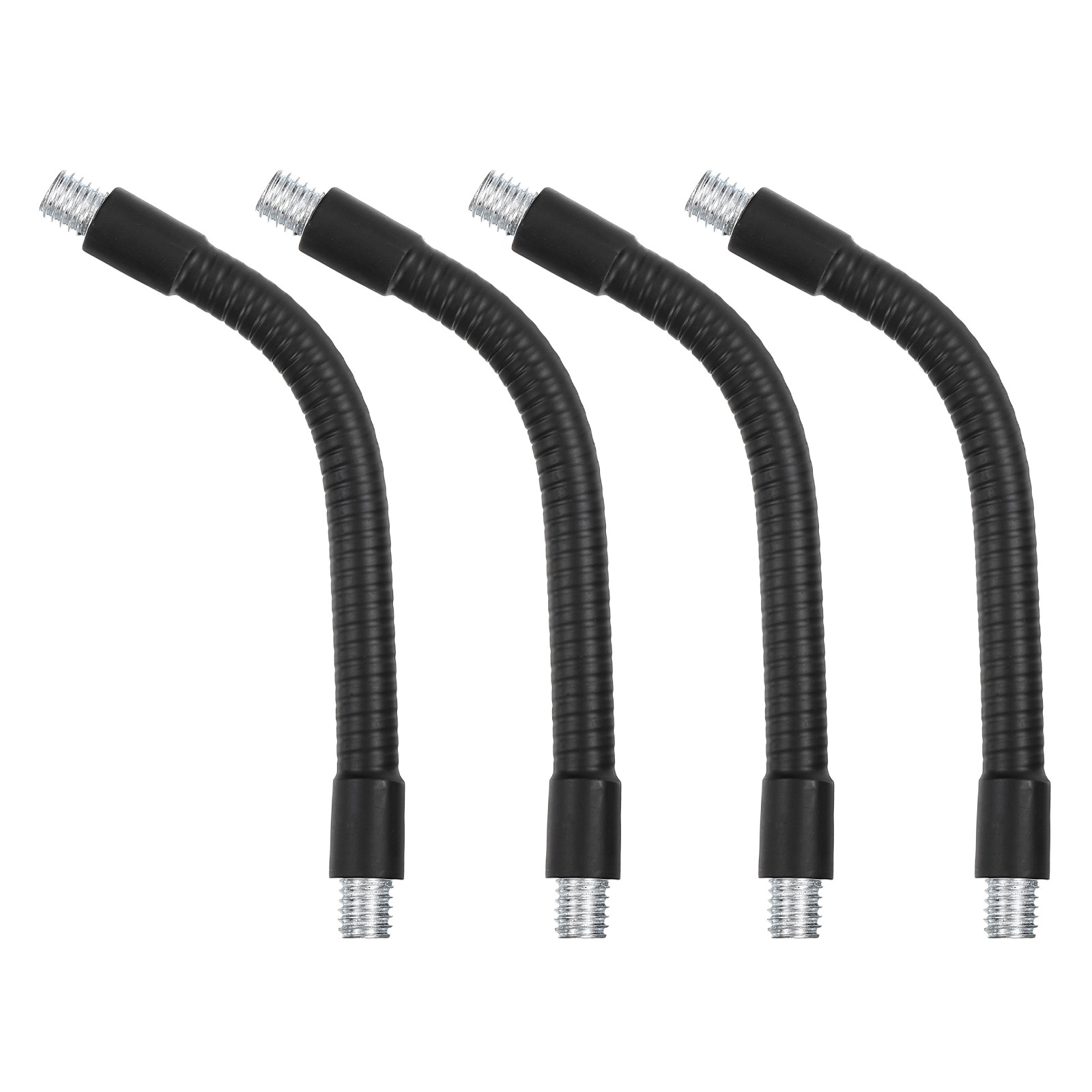 6" Gooseneck, 4Pcs 3/8"-16 Male to Male Thread Flexible Tube, Black