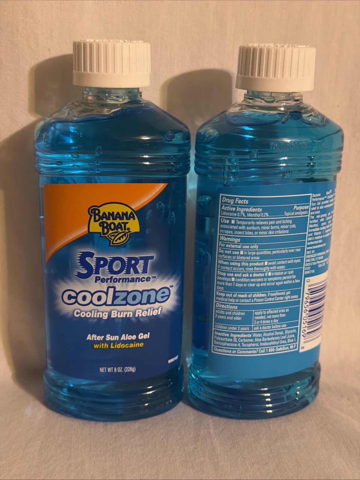 Banana Boat Cool Zone Cooling Burn Relief 8oz Lot Of 2 Bottles NEW FREE SHIPPING