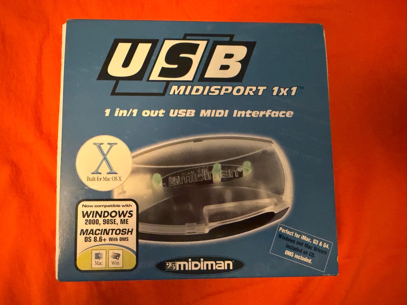 Midiman USB MIDISPORT 1x1 USB MIDI Interface For Windows & Mac OS X