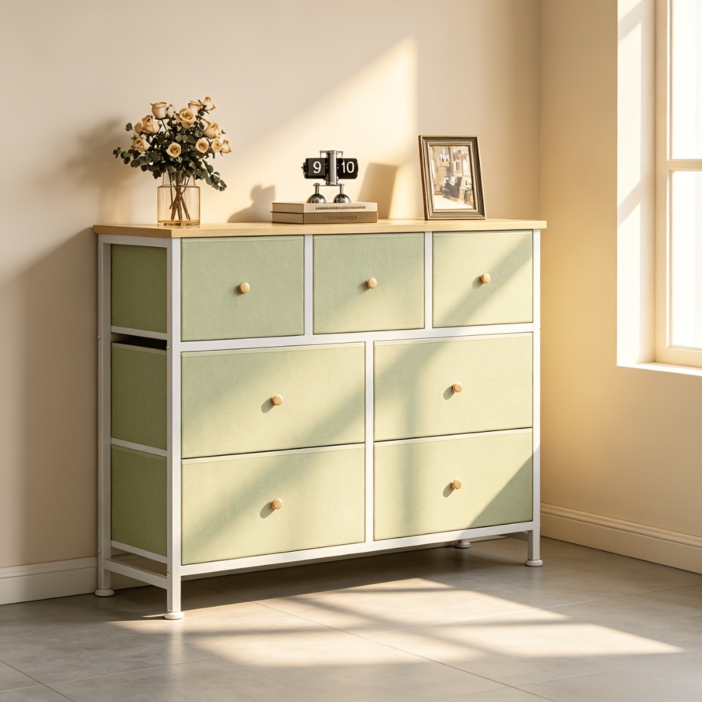 7 Drawer Dresser With Office Chest File Cabinets, Fabric Storage Tower Organizer
