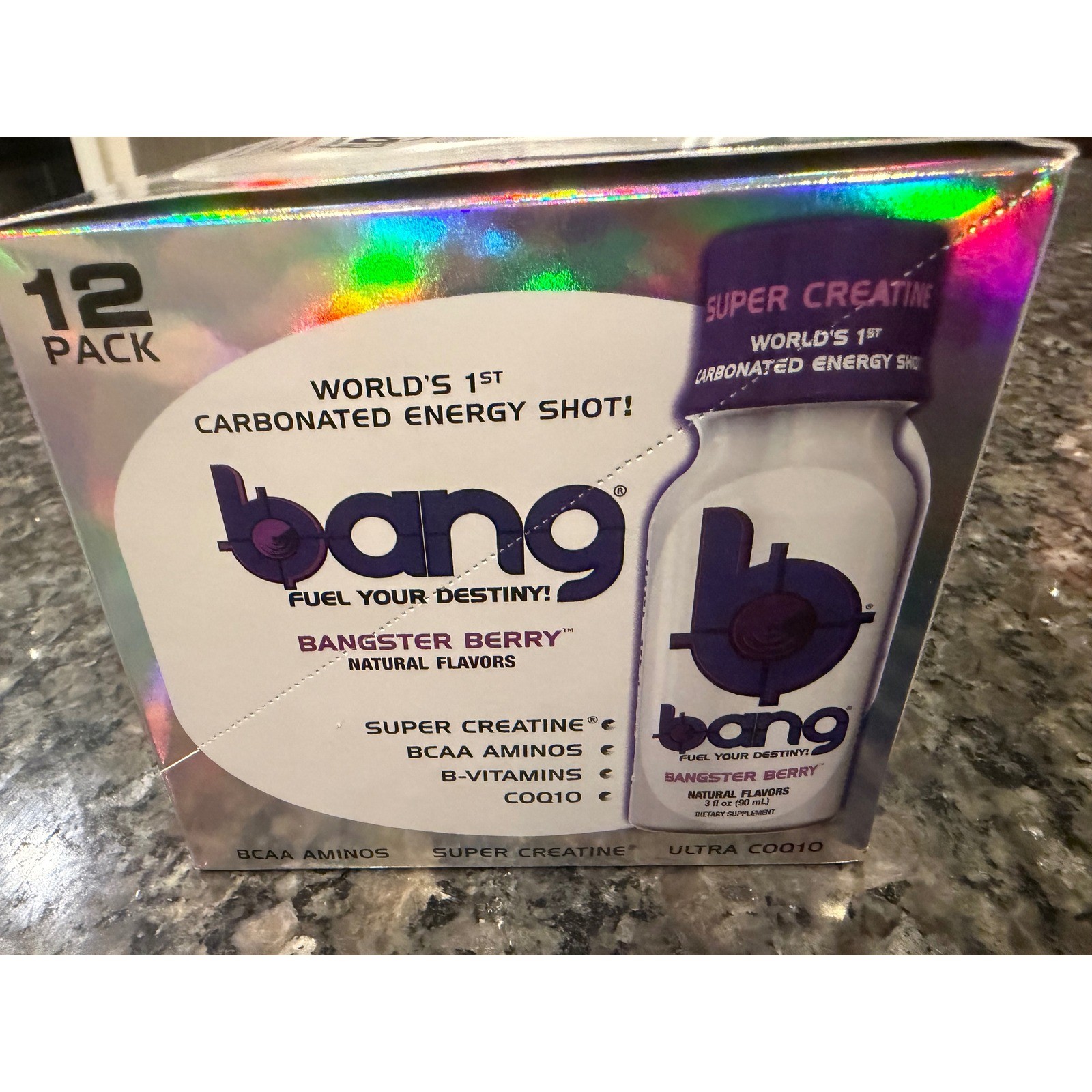 RARE DISCONTINUED Bang Energy Shot Bangster Berry 12 Pack NEW VPX Super Creatine