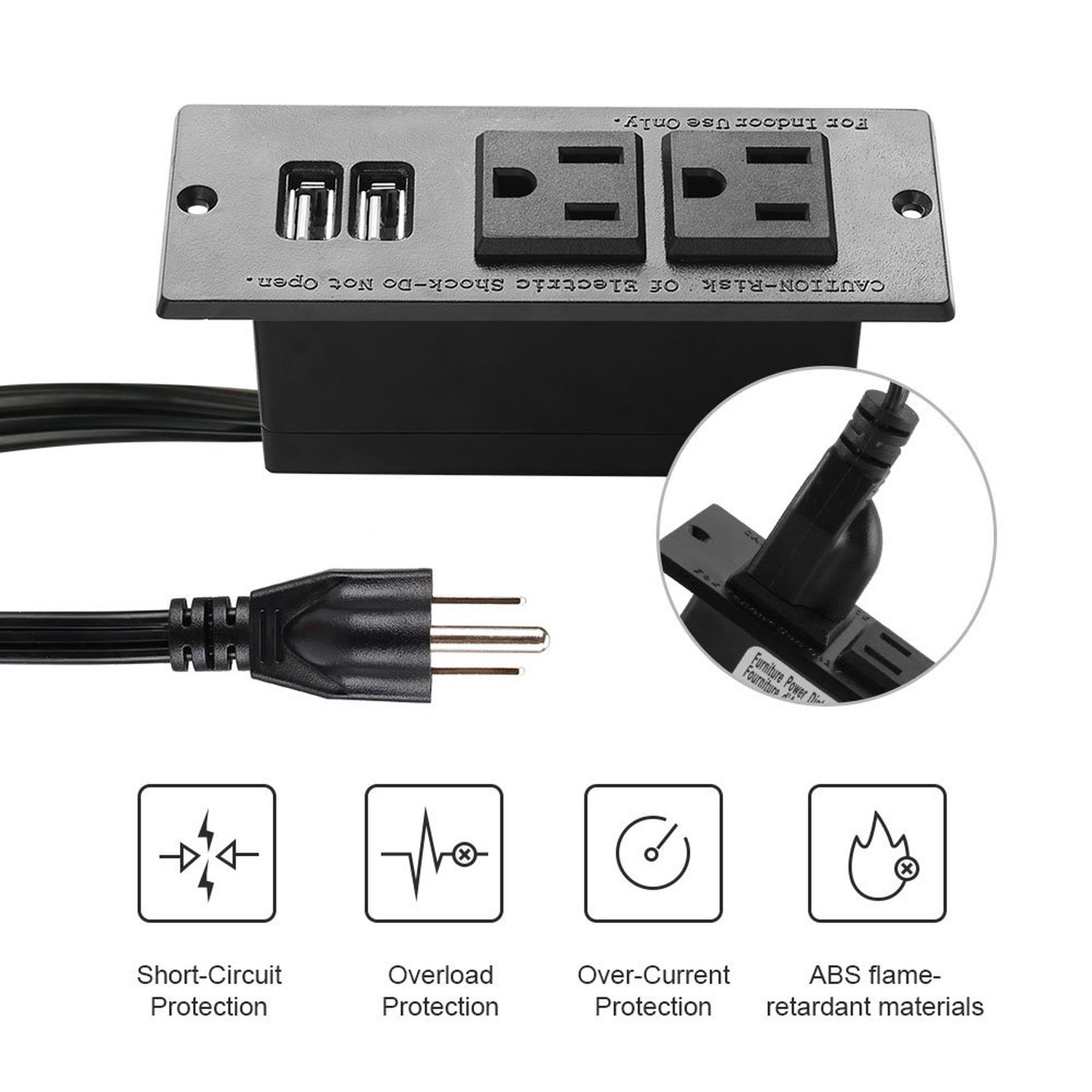 Conference Recessed Power Strip Socket with USB Ports,Table Power Strip,Deskt...