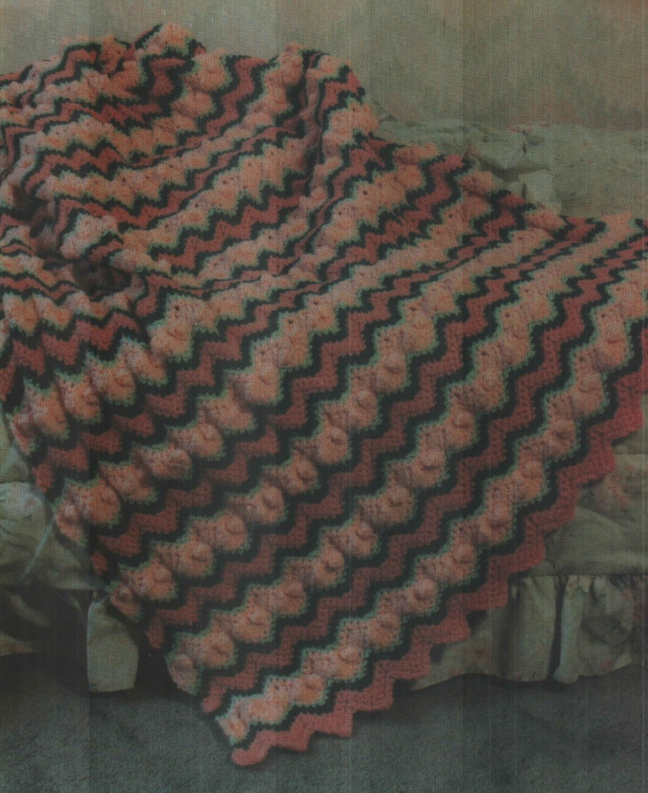 POPCORN RIPPLE AFGHAN HOME DECOR DIGEST SIZE CROCHET PATTERN INSTRUCTIONS