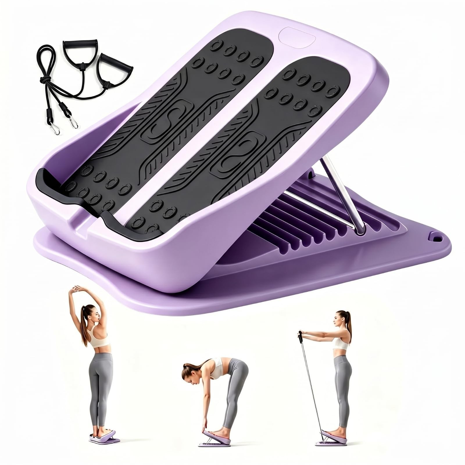 9Level Adjustable Slant Board for Calf Stretching, Incline Board with 2 Resis...