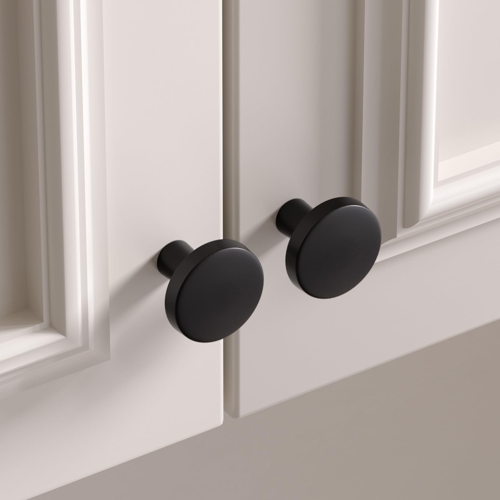 Goldenwarm 5 Pack Matte Black Cabinet Knobs for Kitchen Hardware Handles Roun...