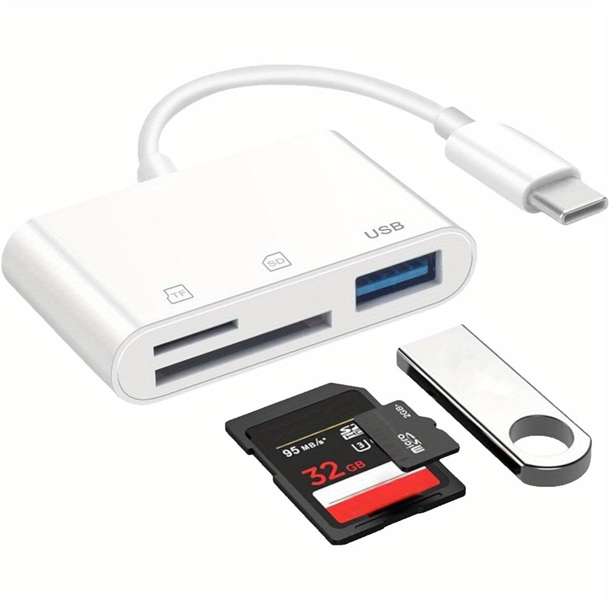 Type-C Multi-Card Reader Adapter:USB SD/TF to USB-C for iPhone 16/15/iPad/Mac/PC
