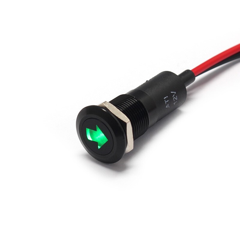 Alpinetech PLB12MS 12mm 1/2" 12V LED Signal Indicator Dash Light Black Bezel