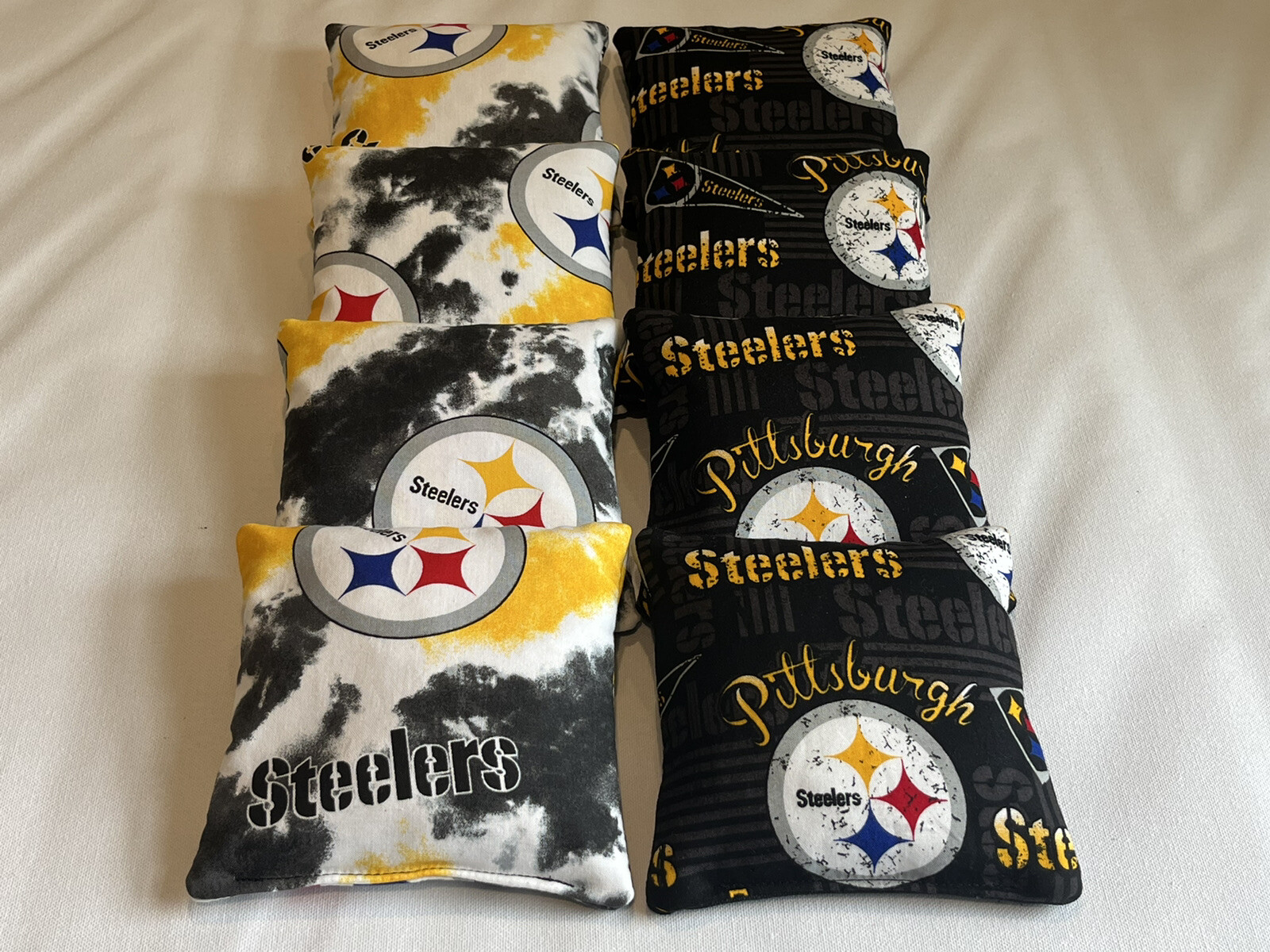PITTSBURGH STEELERS CORNHOLE BEAN BAGS SET OF 8 TOP QUALITY TOSS GAME