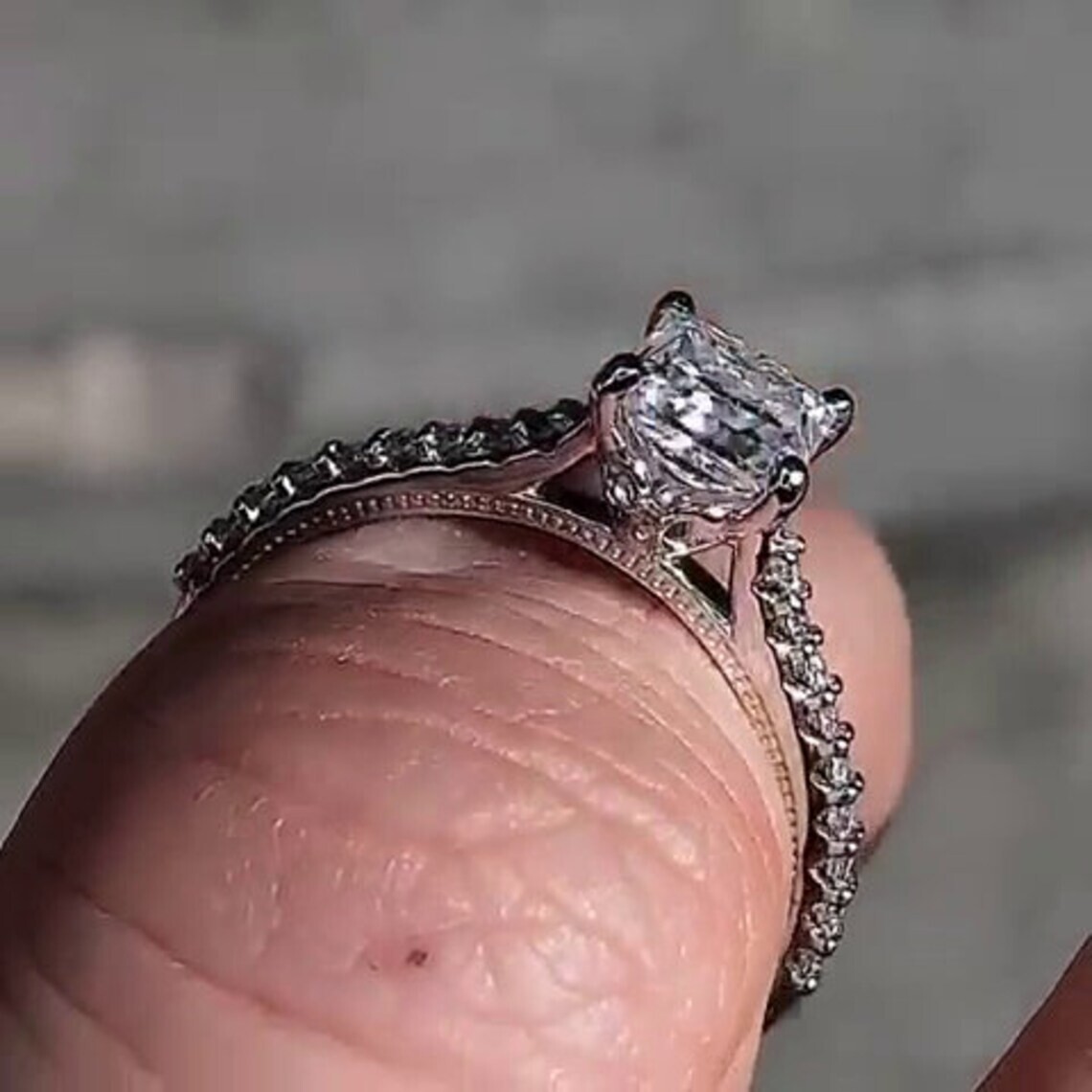 2.70 Ct Princess Cut Lab-Created White Diamond Wedding Ring 925 Sterling Silver