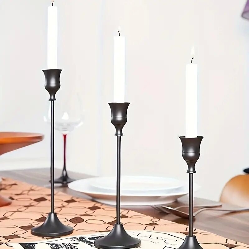 12 Pcs Candlestick Holder Bulks Gold Taper Candle Holder Metal Candlesti...