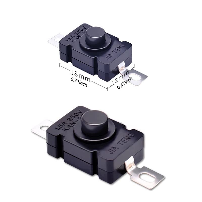 30 Pack Self-Lock Micro Push Button Switch Flat 2 PIN with Hole Mini ON/Off