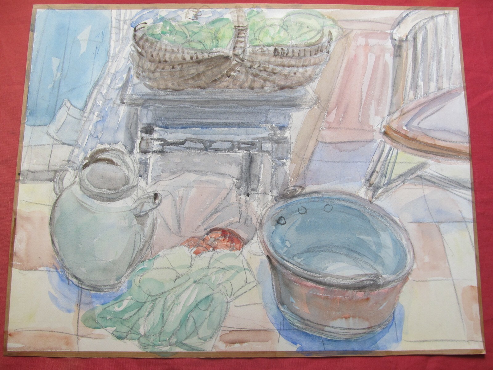 Beautiful watercolor 20th century workshop Raoul Pouillat 1902-1990 "still life"