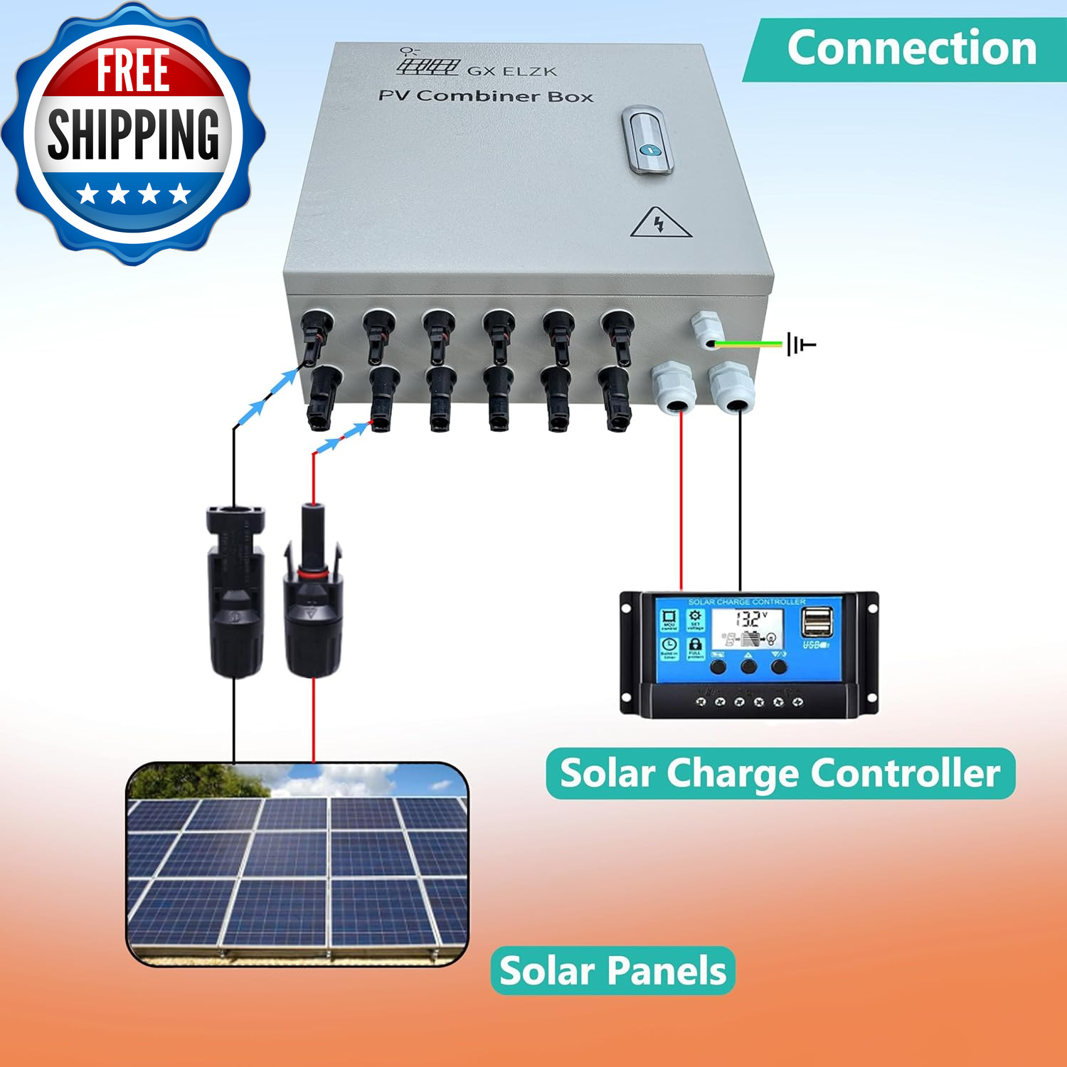 Hardcover 6 Strings Solar Combiner Box 80A DC Main Circuit Breaker...