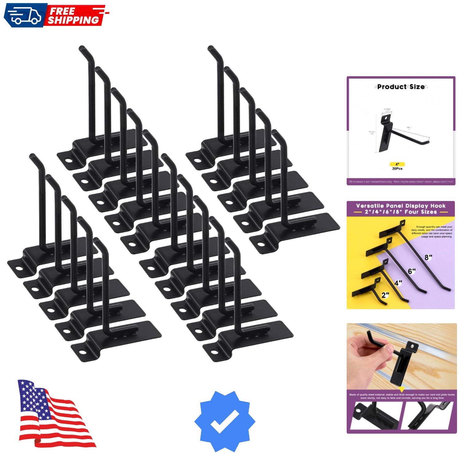 20Pcs 4 Inch Heavy Duty Slatwall Hooks Assortment Kit, Slatwall Accessories S...