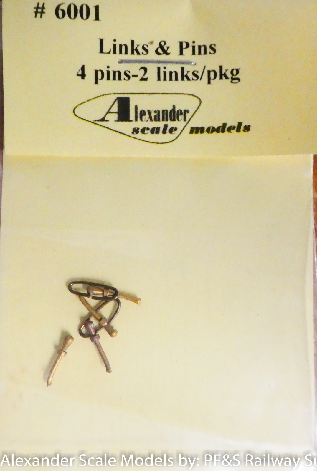 Alexander Scale HO #6001 (2)Links & (4)Pins for: Coupler 6002 (Brass)