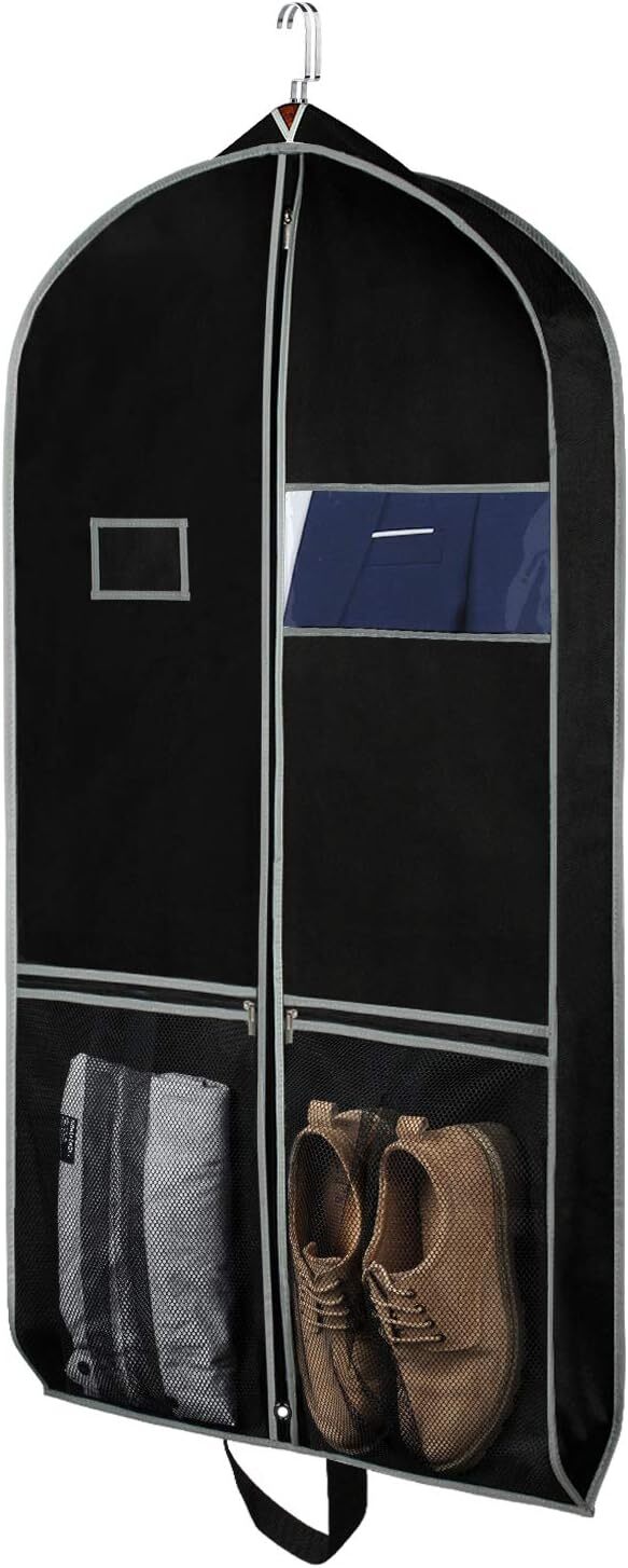 Zilink Garment Bag Suit Bags for Travel 43" with 43" Long w/ Pocket, Black