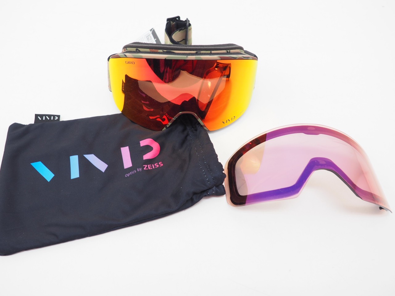 New! Giro Axis Adult Snow Sports Goggles Green Surplus Vivid Ember/Infrared Lens