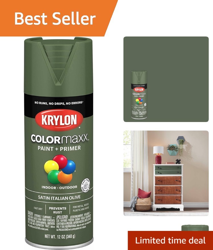 12 oz COLORmaxx Satin Olive Green Spray Paint - Fast-Dry Indoor/Outdoor Formula