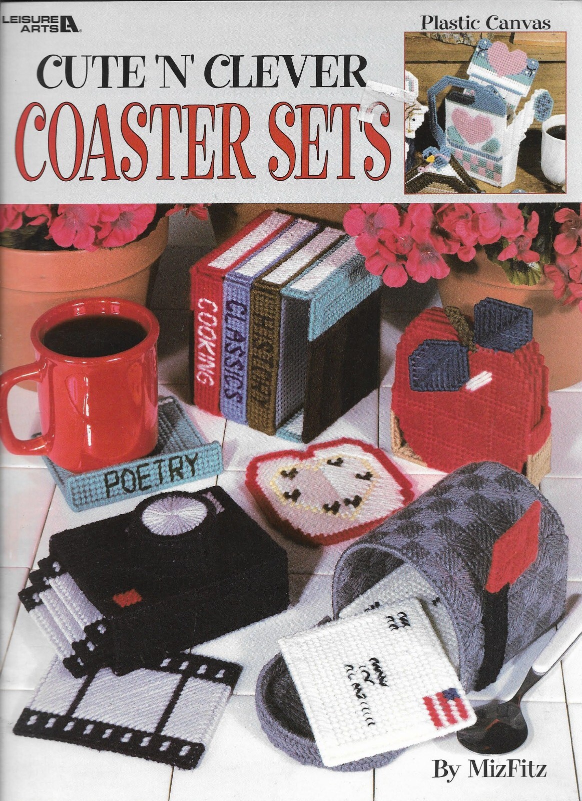 CUTE 'N' CLEVER COASTER SETS 8 CREATIVE DESIGNS PLASTIC CANVAS PATTERN BOOK