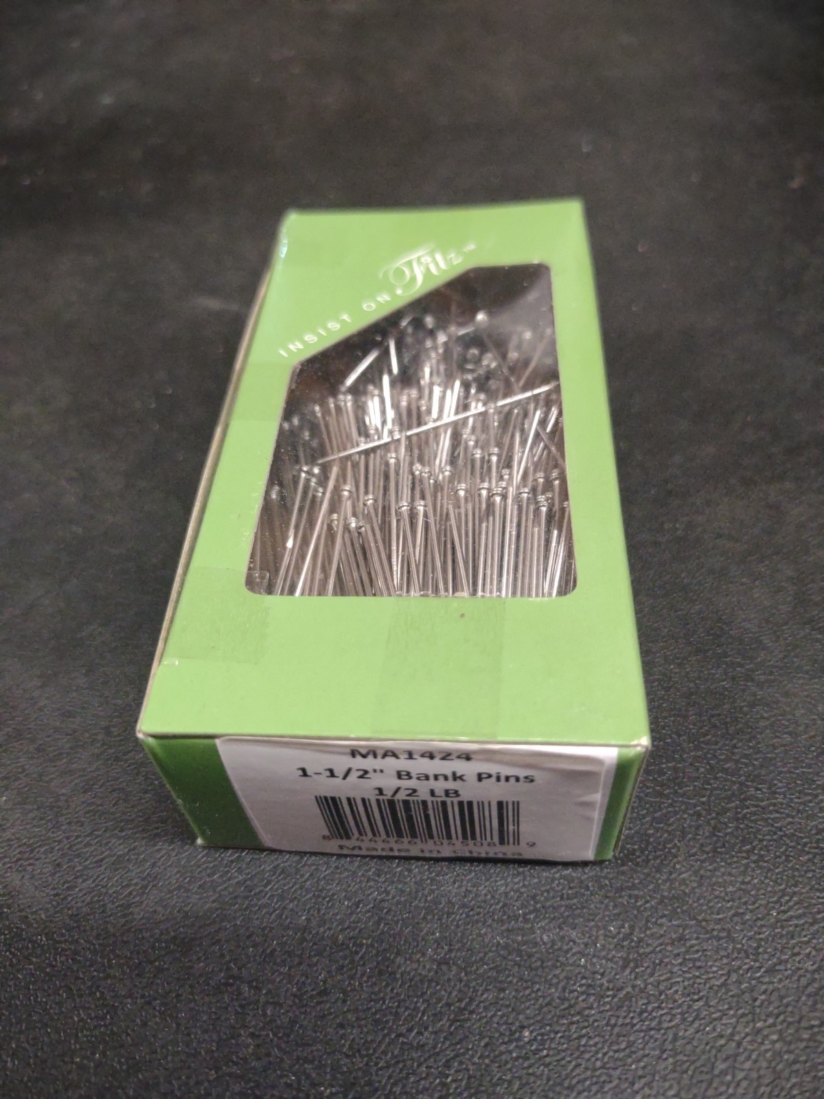 Steel Bank Pins #24, 1-1/2 Inch Long, 1/2 Lb Box Straight Pins w/flat head 1.5"