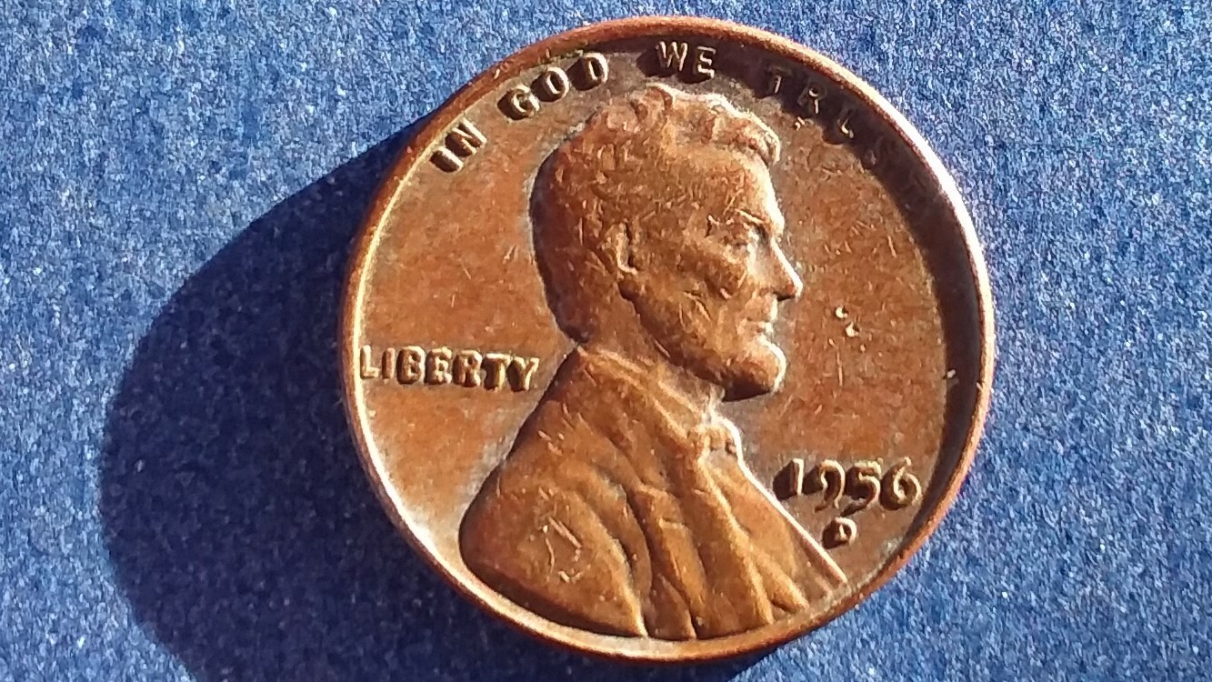 1956-D Circulated Lincoln Wheat Cent, Ships Free.