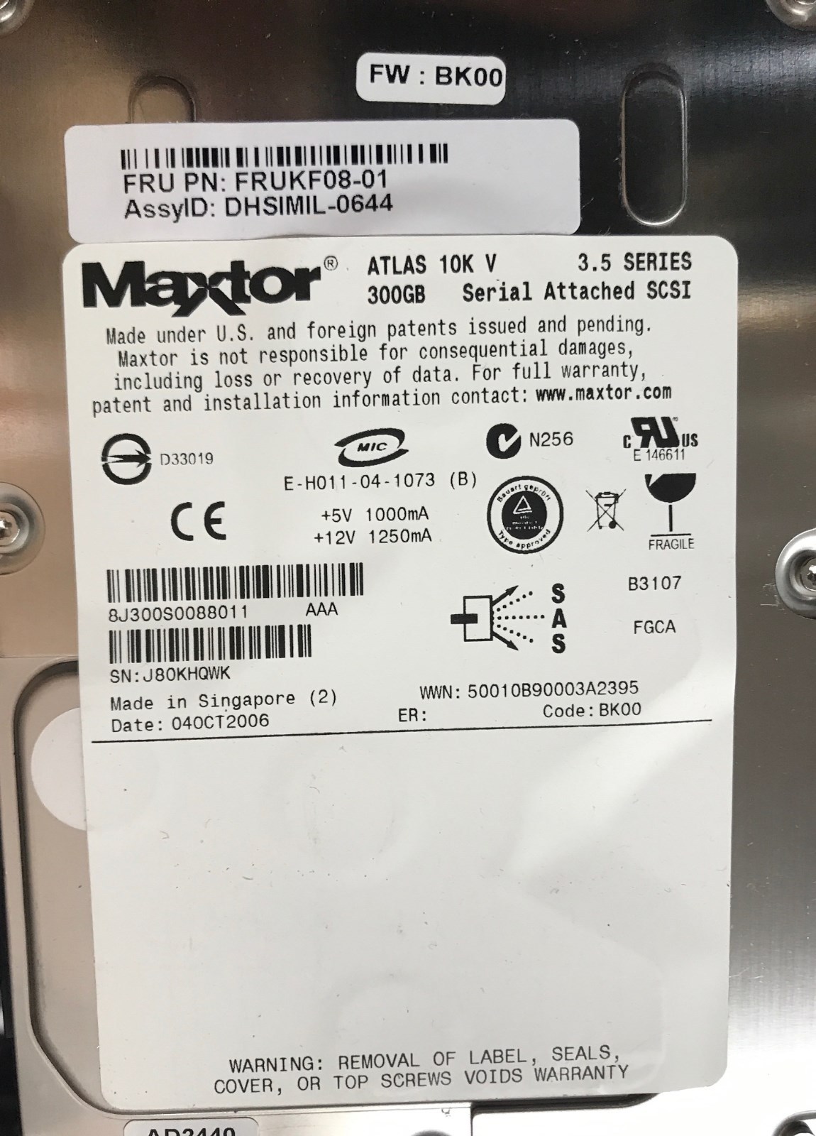 Maxtor 300GB SCSI Disk Drive 8J300S0088011