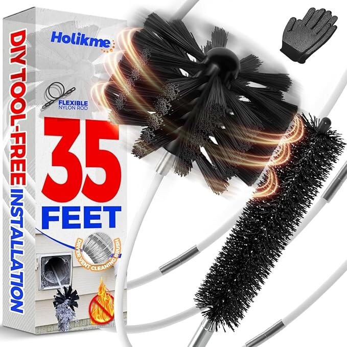 Dryer Vent Cleaner Kit Lint Brush Drill Attachment Duct Cleaning Tool Snake 32FT