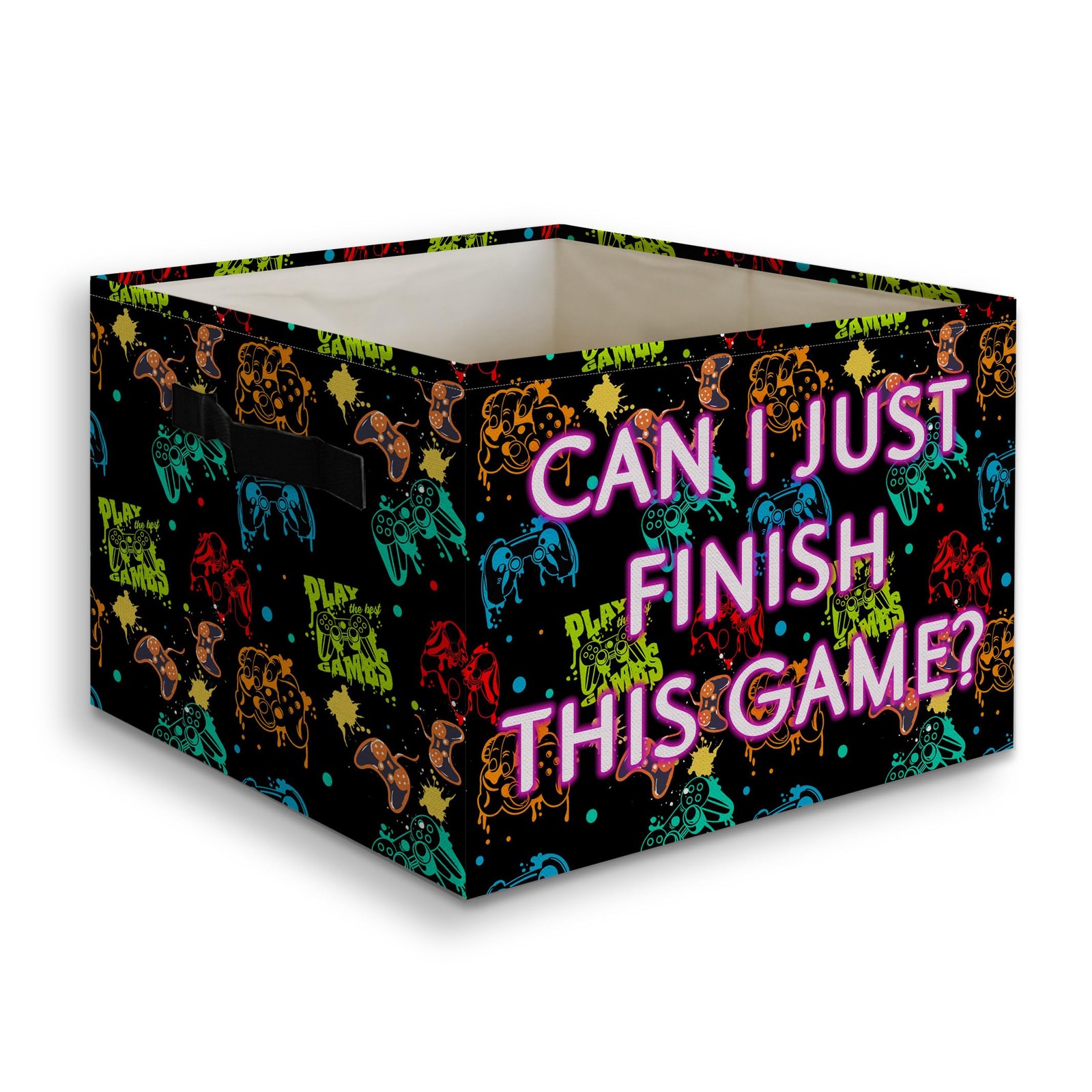 Gaming Boy Nursery Foldable Storage Bins Box with Handles, Game Room Decor, V...