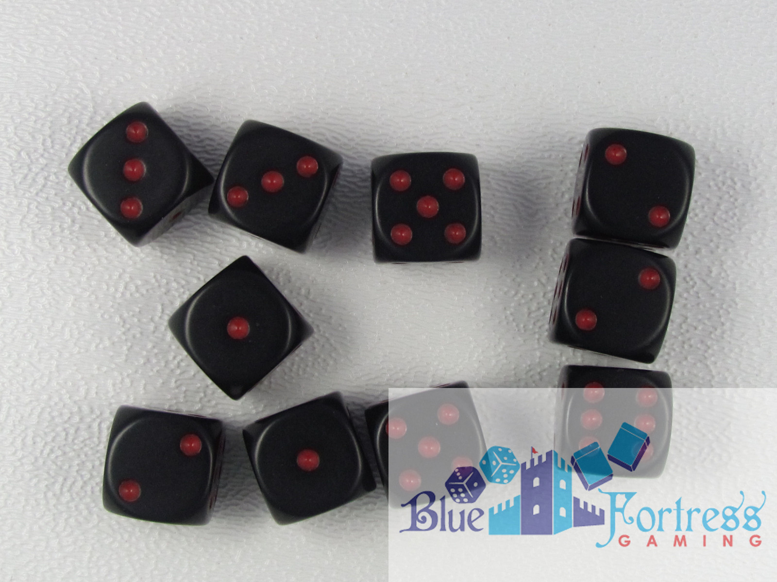 CHESSEX opaque 12mm SET OF 10 D6 BLACK WITH RED DICE FOR WoW POKEMON MTG