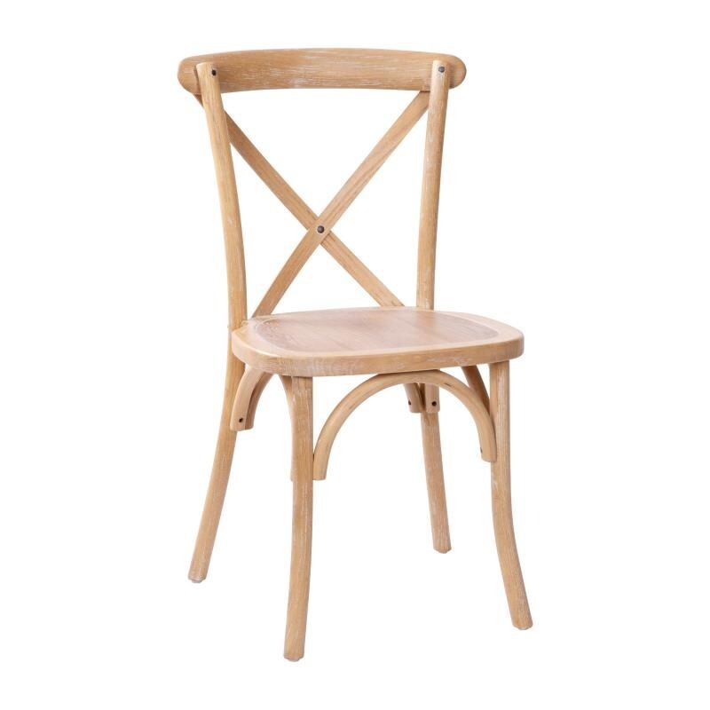 10 PACK Cross Back Driftwood Wood Restaurant Dining Chair - FREE SEAT CUSHIONS