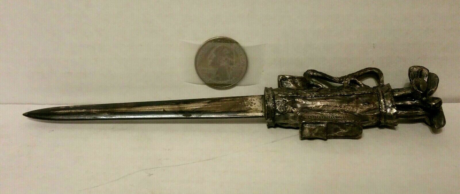 Golf bag & Clubs Letter Opener - feels like made of lead or pewter - Ex Cond
