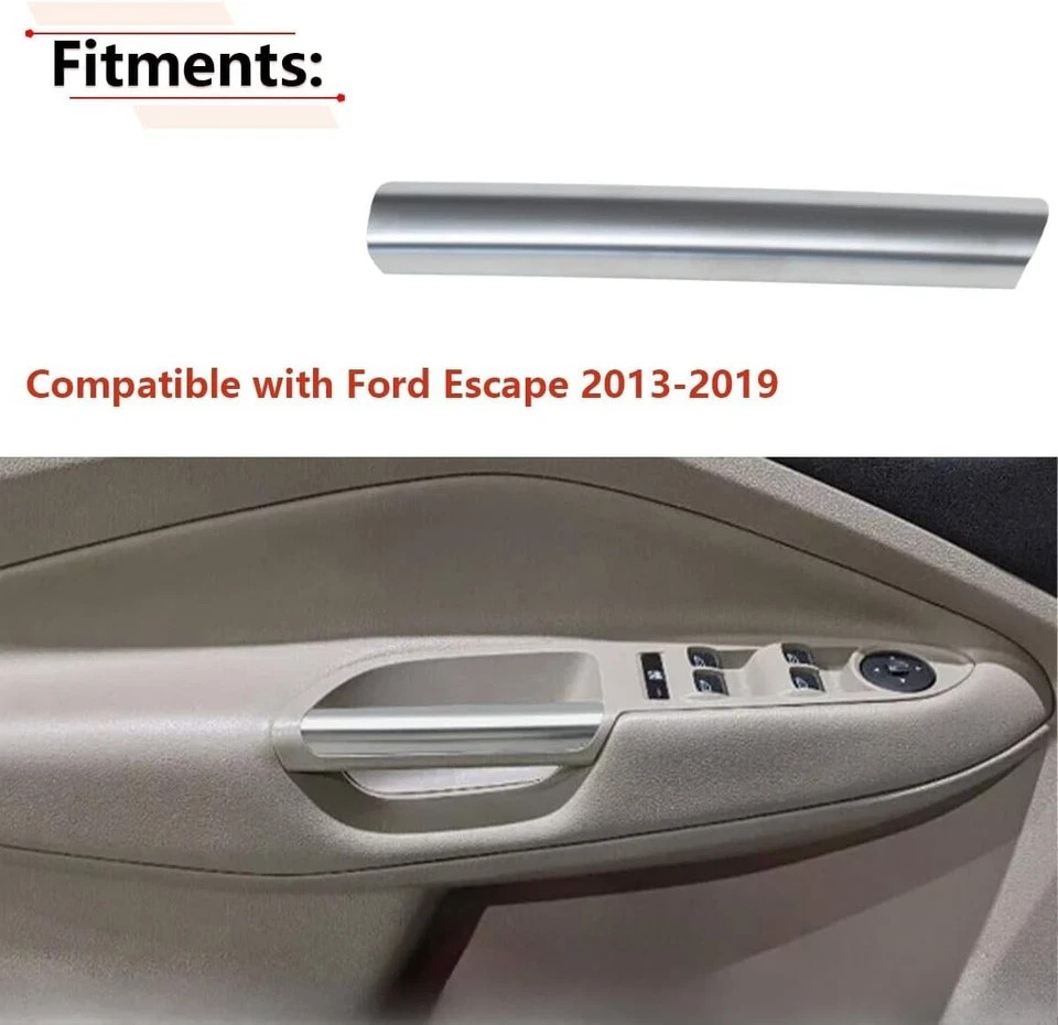 Silver Left Interior Door Armrest Handle Trim Compatible with Escape 2013 2014 2